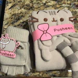 PUSHEEN Fleece Scarf and Convertible Knit Gloves